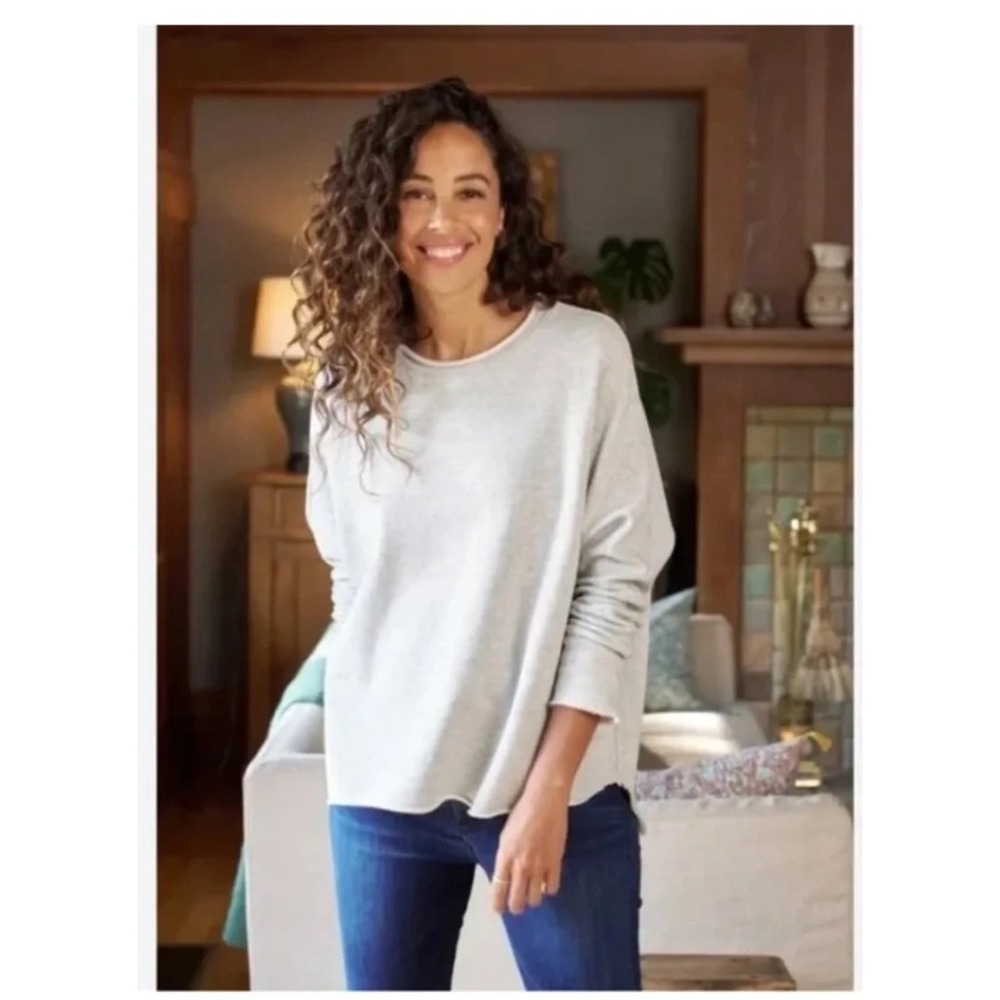 Frank & Eileen Anna Long Sleeve Capelet Triple Fleece Sweatshirt Small Minimal